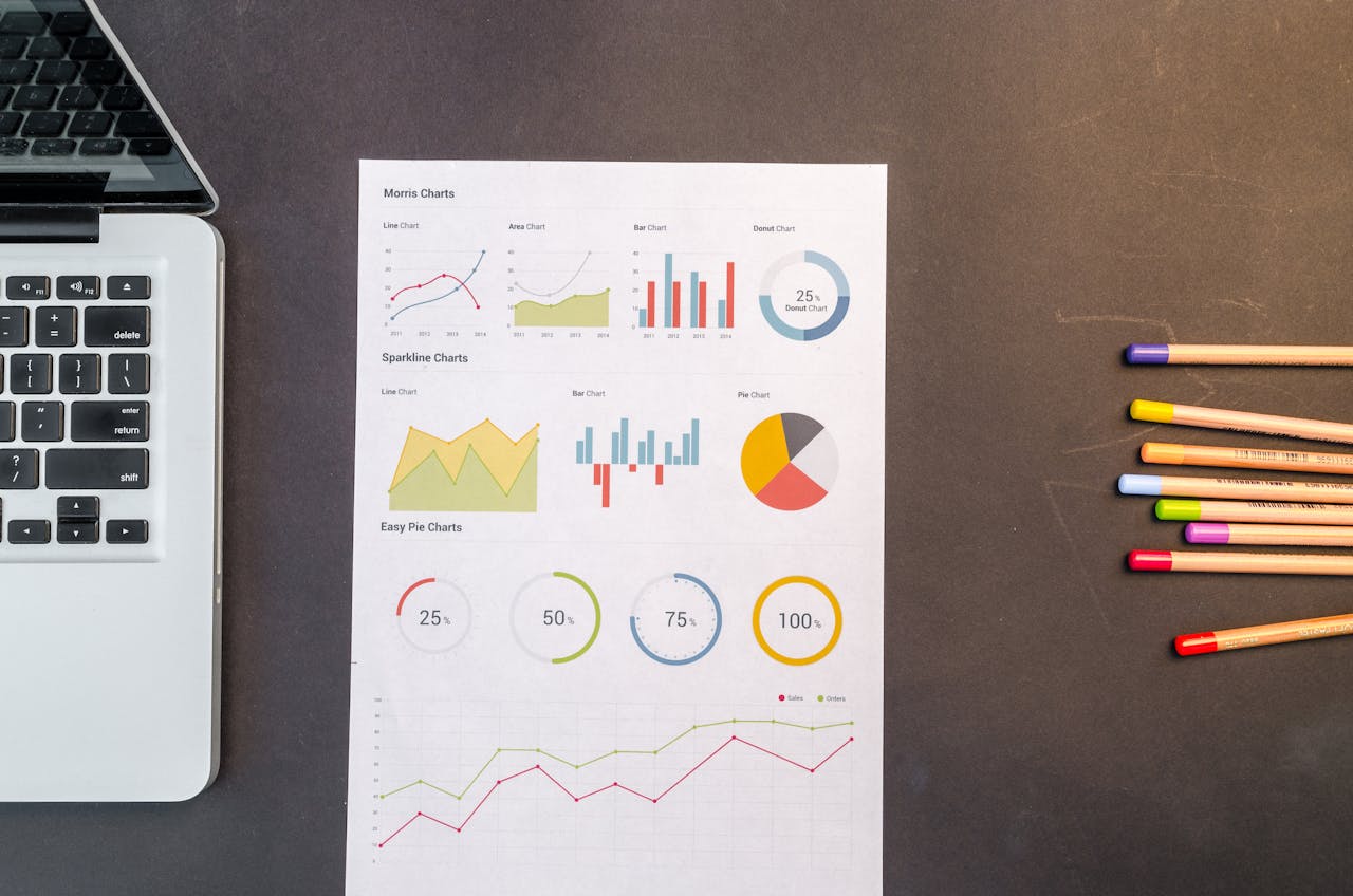 Charts On Black Wooden Table